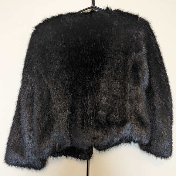 Banana Republic Faux Fur Black Coat/Jacket, Small - Picture 2 of 3